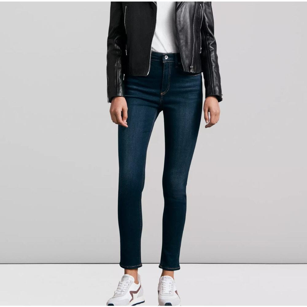 rag & bone Nina Ankle Skinny Jeans Size 26 Dark Wash Blue Mid Rise Stretch Denim